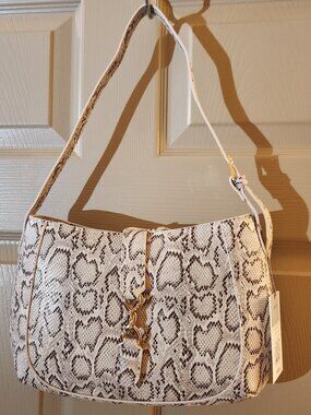 Snake Print Belted Shoulder Handbag - A New Day, Brown/Beige